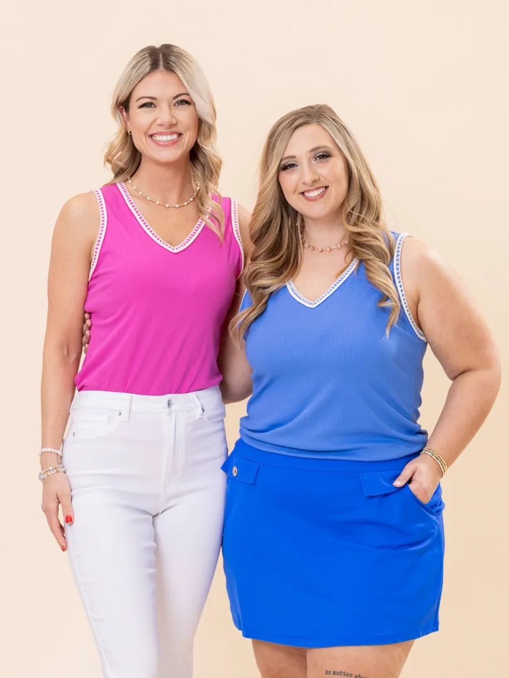 Dear Scarlett whisper trim detailed V-neck ribbed stretch tank in pink size XL - Picture 5 of 6
